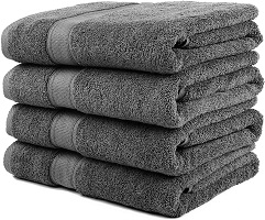 Premium Bamboo Cotton Bath Towels - Natural, Ultra Absorbent and Eco-Friendly 30" X 52" (Grey)